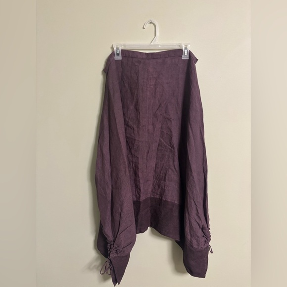 Chrysalis For Pua Linen Maxi Skirt Drawstring Ruched Size Small Nepal Purple - Picture 1 of 8